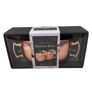 Silver One Moscow Mule Copper Finish Mug Set 2pk 20oz Rose Gold Cups Barware New